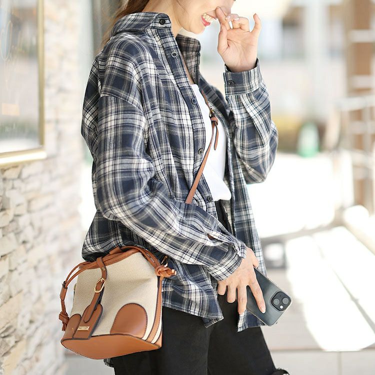 大きいサイズ レディース チェック柄ネルシャツ　goldy-1563 【メール便可】