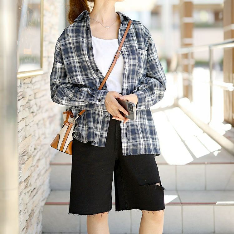 大きいサイズ レディース カットアウトデニムハーフパンツ　goldy-1558