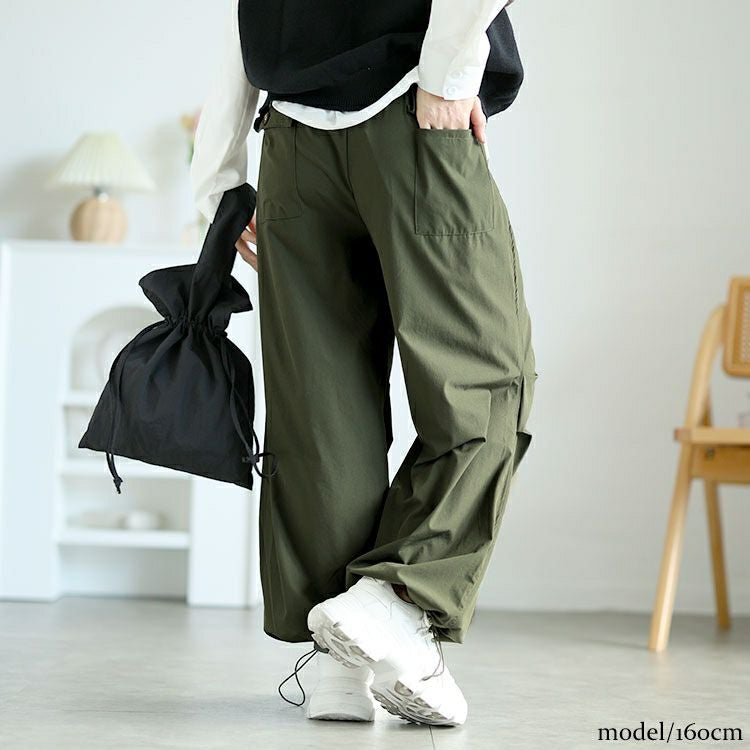 大きいサイズ レディース 裾ドローコードカーゴパンツ　goldy-1554 【メール便可】