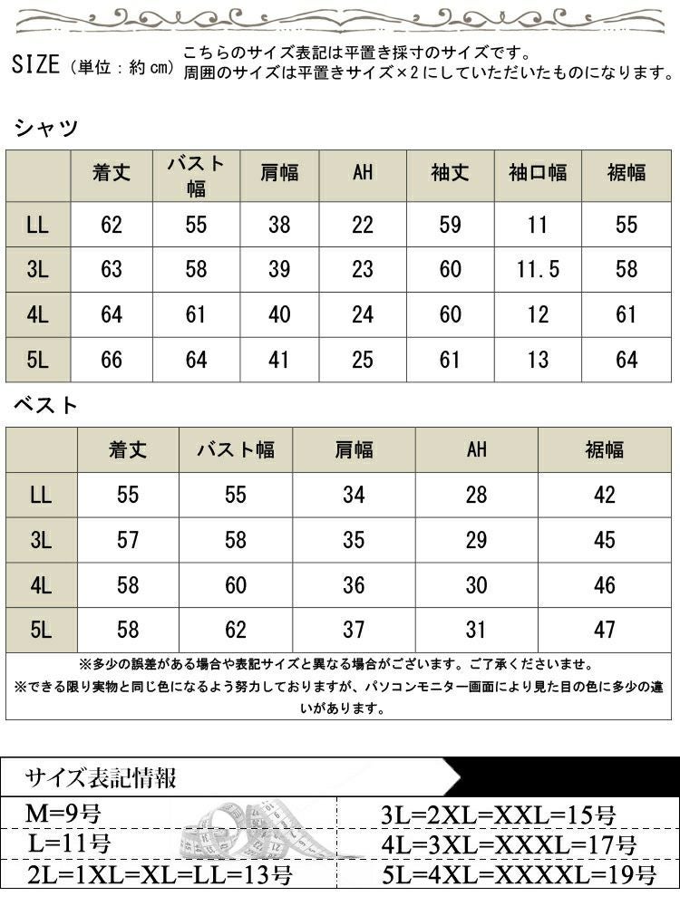 大きいサイズ レディース 長袖シャツ＆ニットベストセット　goldy-1553