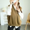 大きいサイズ レディース 長袖シャツ＆ニットベストセット　goldy-1553 カーキ