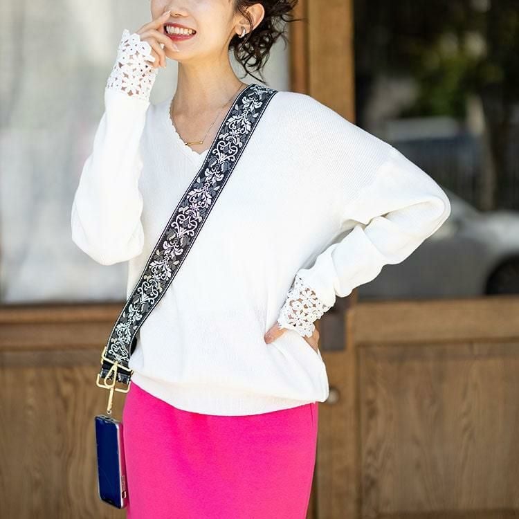 大きいサイズ レディース ダマスク柄マルチショルダーストラップ　art-003 【メール便可】 ブラック