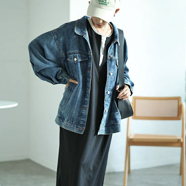 大きいサイズ レディース バックスリット深キーネックジャンパースカート　plan-250033