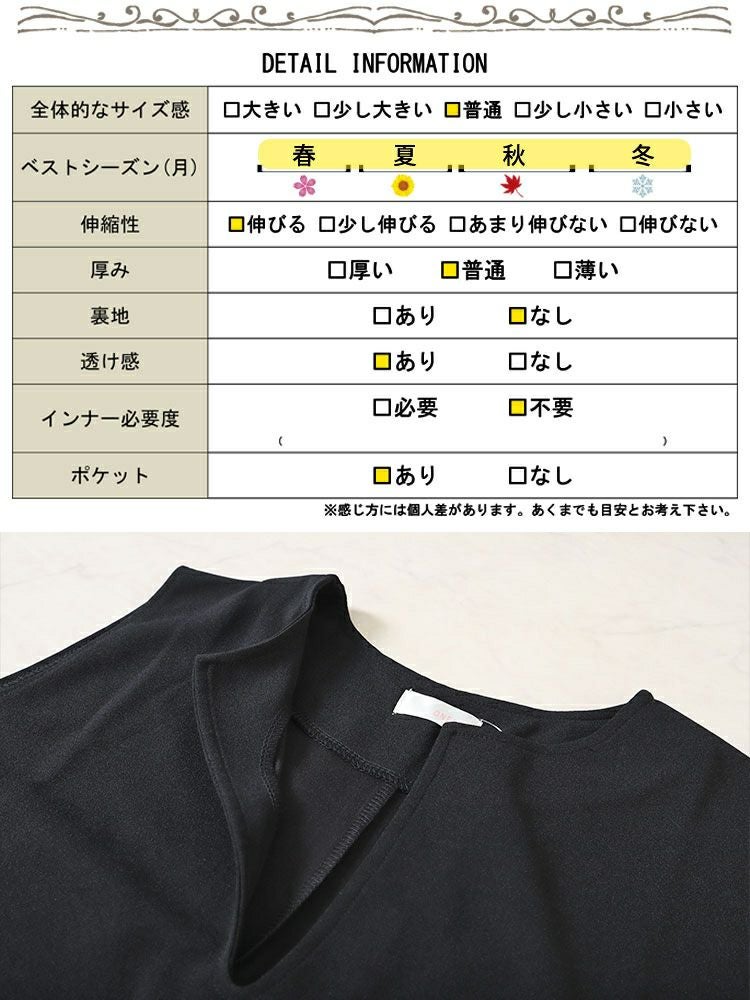 大きいサイズ レディース バックスリット深キーネックジャンパースカート　plan-250033