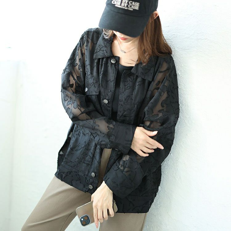 大きいサイズ レディース フラワージャガードシアージャケット　sw-0670