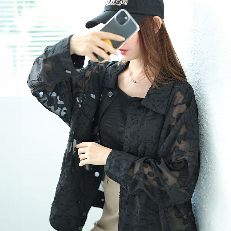 大きいサイズ レディース フラワージャガードシアージャケット　sw-0670