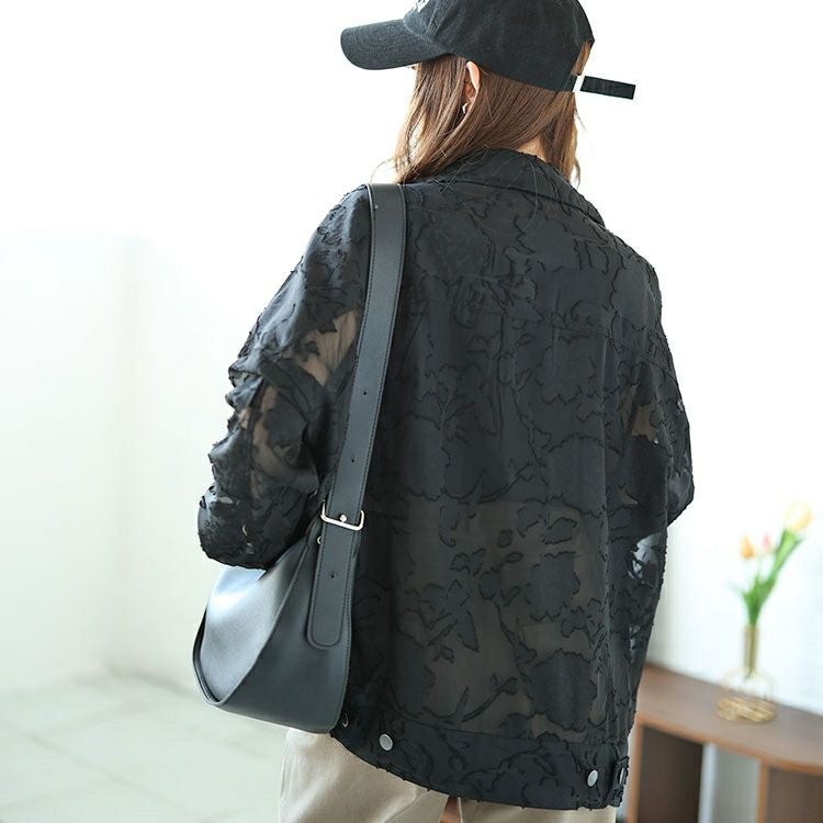 大きいサイズ レディース フラワージャガードシアージャケット　sw-0670