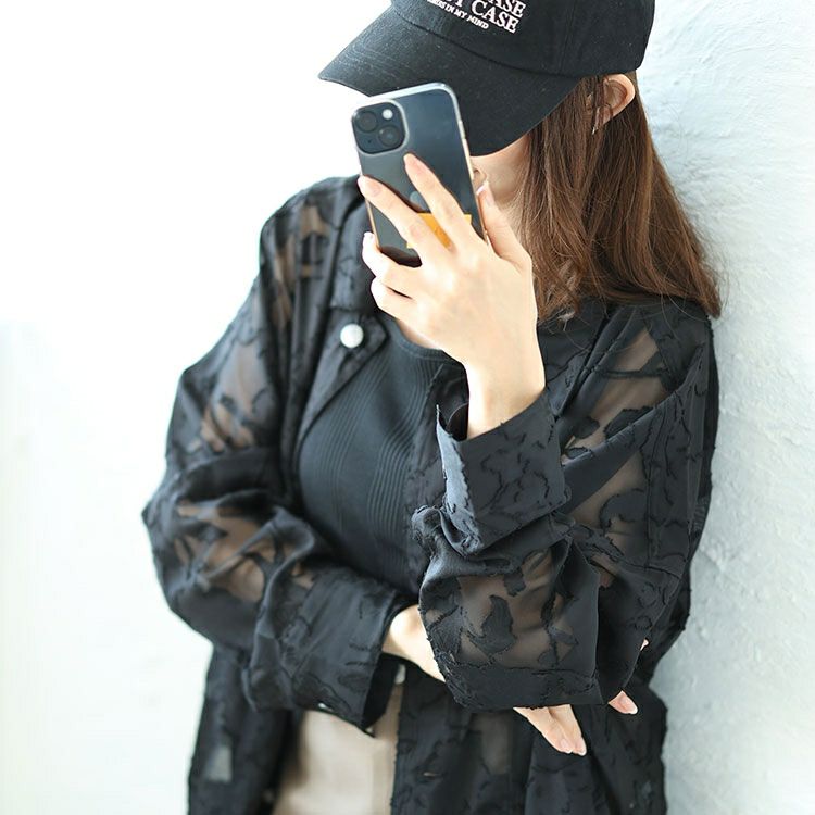 大きいサイズ レディース フラワージャガードシアージャケット　sw-0670