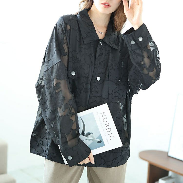 大きいサイズ レディース フラワージャガードシアージャケット　sw-0670