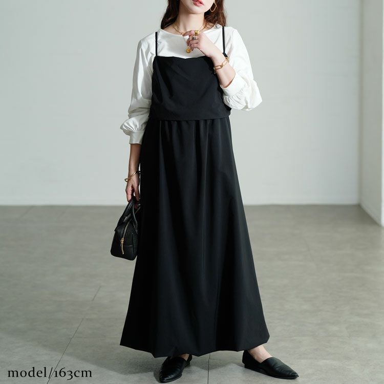 大きいサイズ レディース バックレースアップバルーンキャミワンピース　nw-24030