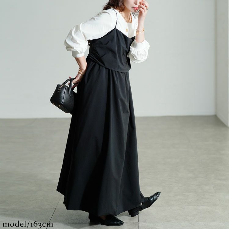 大きいサイズ レディース バックレースアップバルーンキャミワンピース　nw-24030