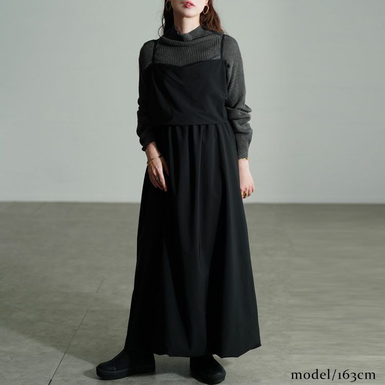 大きいサイズ レディース バックレースアップバルーンキャミワンピース　nw-24030