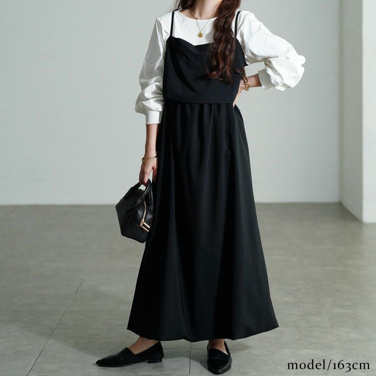 大きいサイズ レディース バックレースアップバルーンキャミワンピース　nw-24030