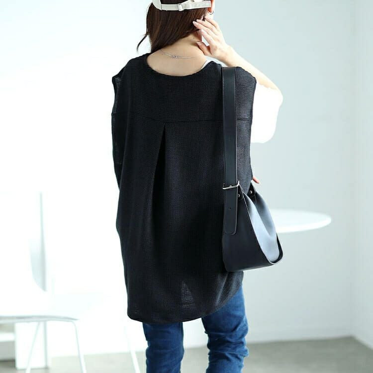 大きいサイズ レディース 深Vネック後ろタックコクーンベスト　mncut-142559