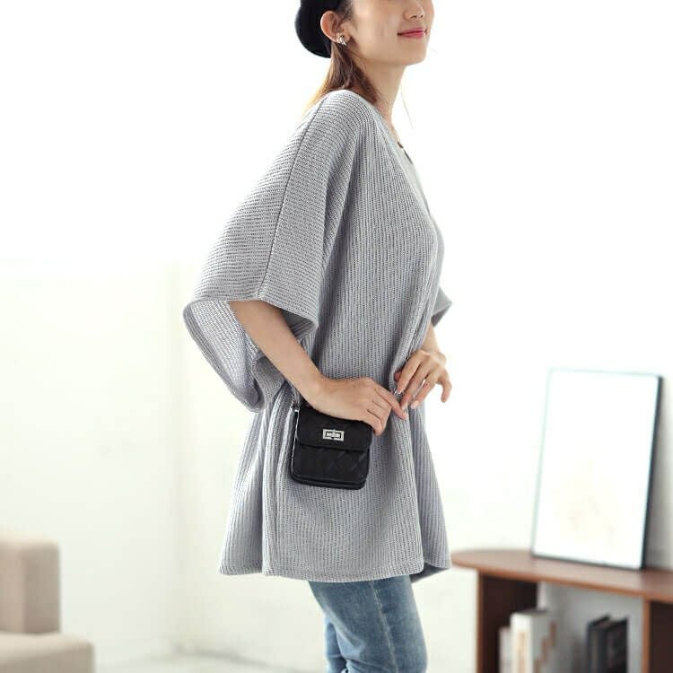 大きいサイズ レディース Vネックドルマンニットソーベスト　mncut-142558