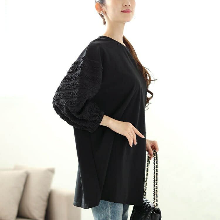 大きいサイズ レディース ボリュームフリルスリーブプルオーバー　mncut-142556