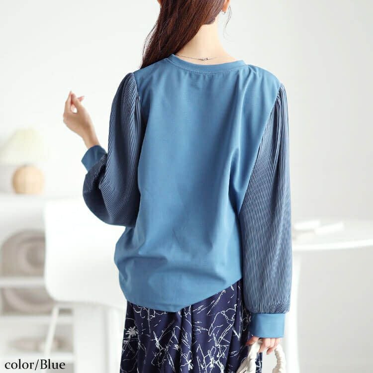 大きいサイズ レディース プリーツボリュームスリーブプルオーバー　mncut-142555 【メール便可】