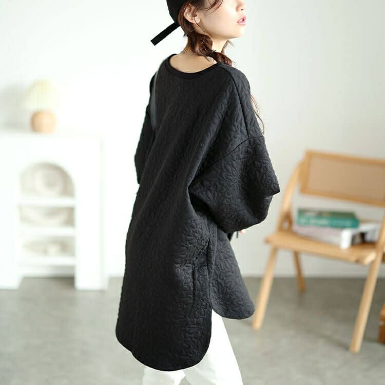 大きいサイズ レディース 花柄ふくれジャガードドルマンプルオーバー　mncut-142554