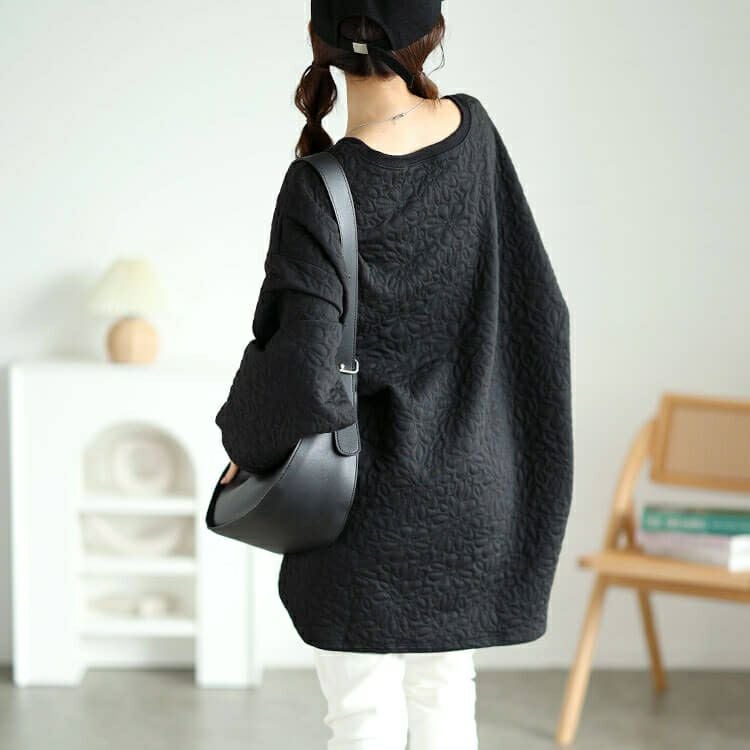 大きいサイズ レディース 花柄ふくれジャガードドルマンプルオーバー　mncut-142554