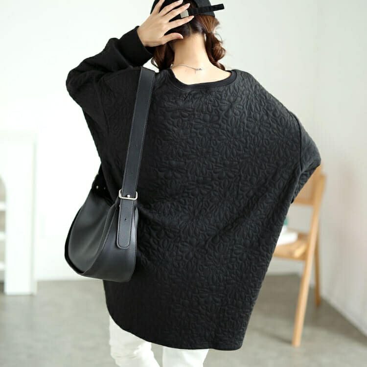 大きいサイズ レディース 花柄ふくれジャガードドルマンプルオーバー　mncut-142554