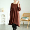 大きいサイズ レディース 胸下ギャザー切替えチュニックワンピース　goldy-1576 ブラウン