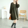 大きいサイズ レディース 胸下ギャザー切替えチュニックワンピース　goldy-1576 グリーン