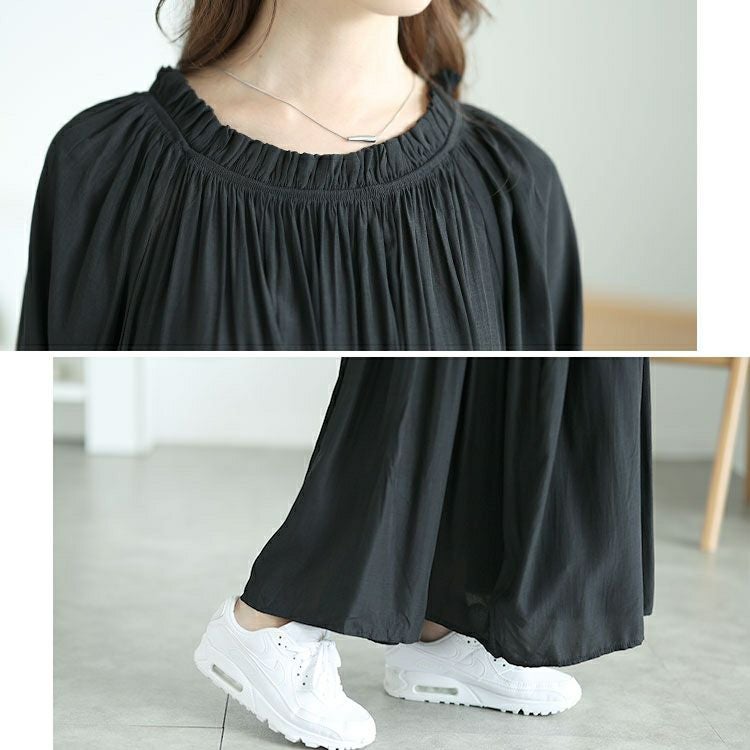 大きいサイズ レディース フリルネックティアードワンピース　goldy-1574