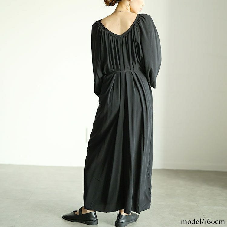 大きいサイズ レディース 前後2wayバルーン袖Vネックワンピース　goldy-1573 【メール便可】