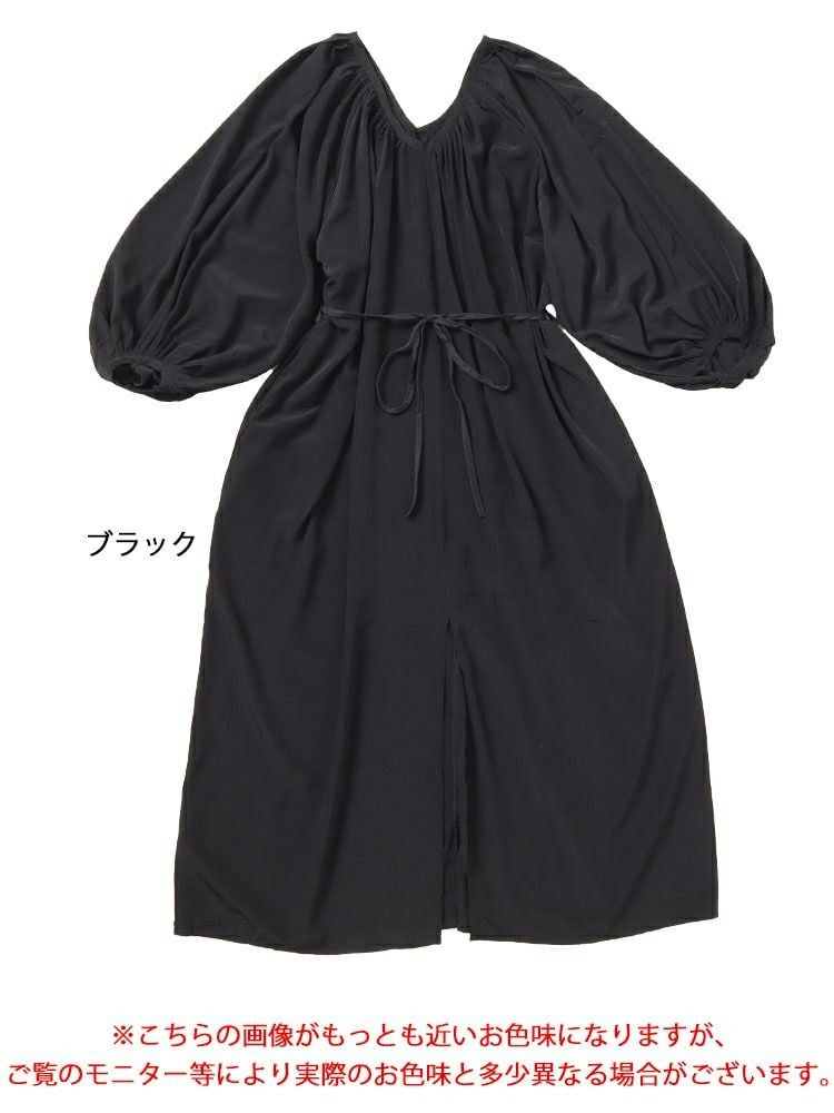 大きいサイズ レディース 前後2wayバルーン袖Vネックワンピース　goldy-1573 【メール便可】