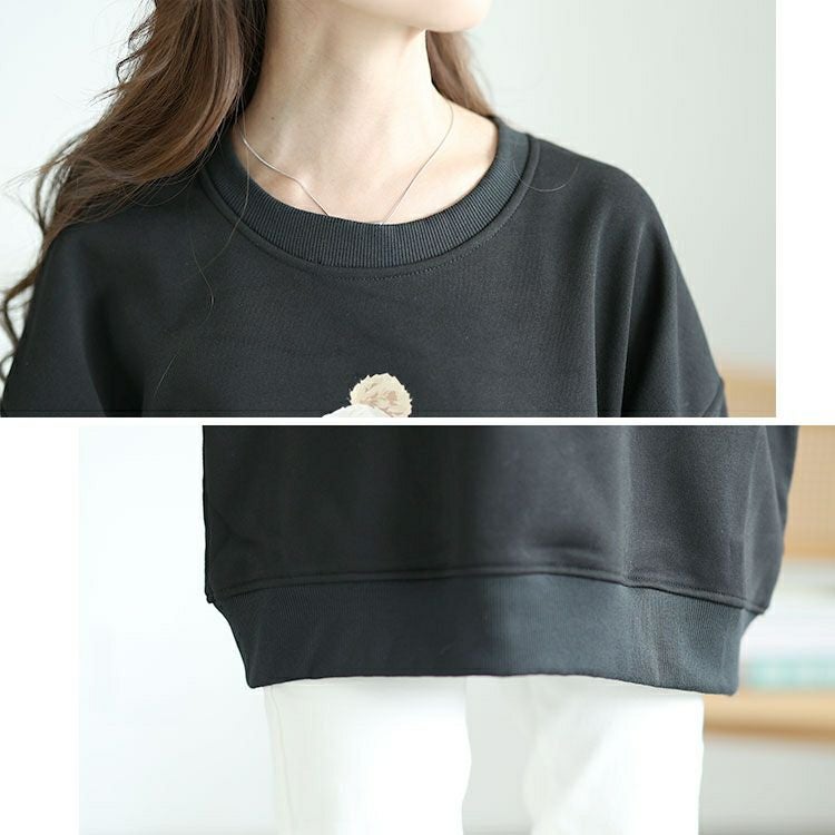 大きいサイズ レディース 裏起毛ベアープリントスウェット　goldy-1564