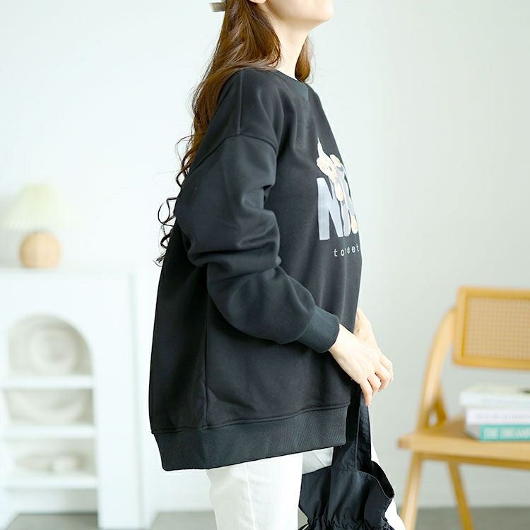 大きいサイズ レディース 裏起毛ベアープリントスウェット　goldy-1564