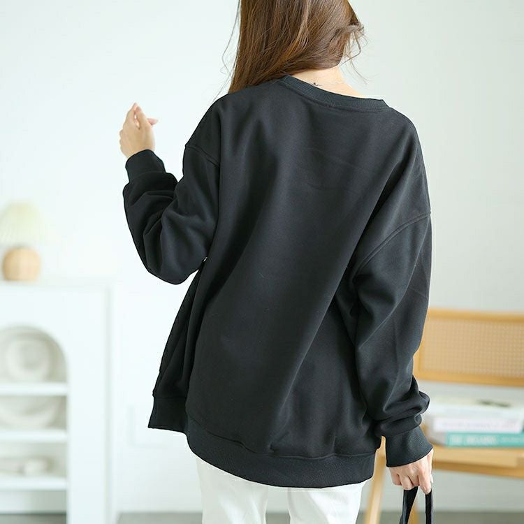 大きいサイズ レディース 裏起毛ベアープリントスウェット　goldy-1564