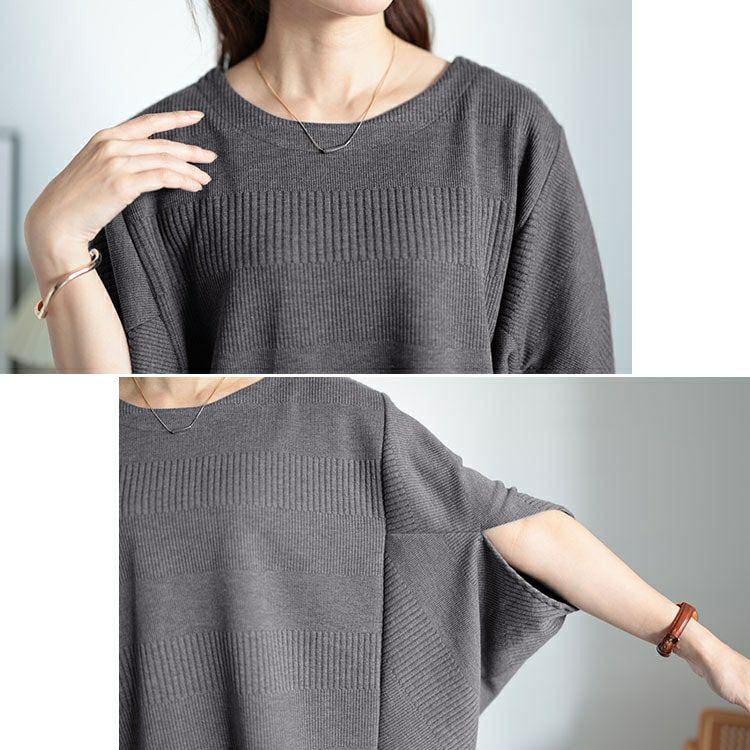 大きいサイズ レディース 変形ドルマンリブニット　plan-260510