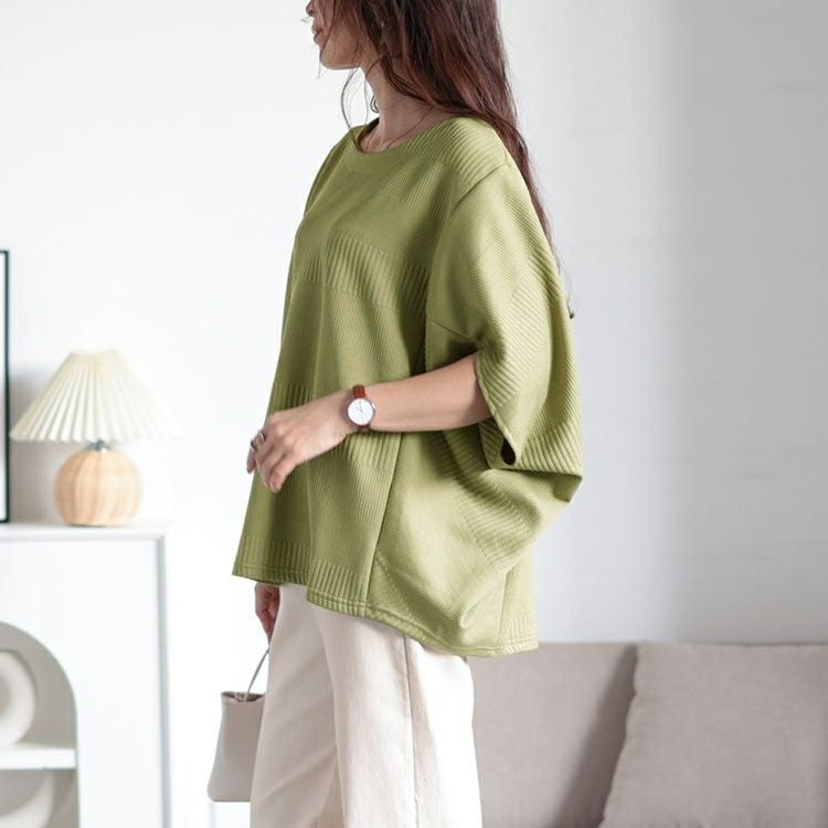 大きいサイズ レディース 変形ドルマンリブニット　plan-260510