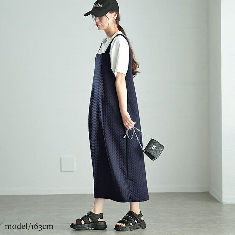 大きいサイズ レディース 前後2wayキルトジャンパースカート　plan-260507
