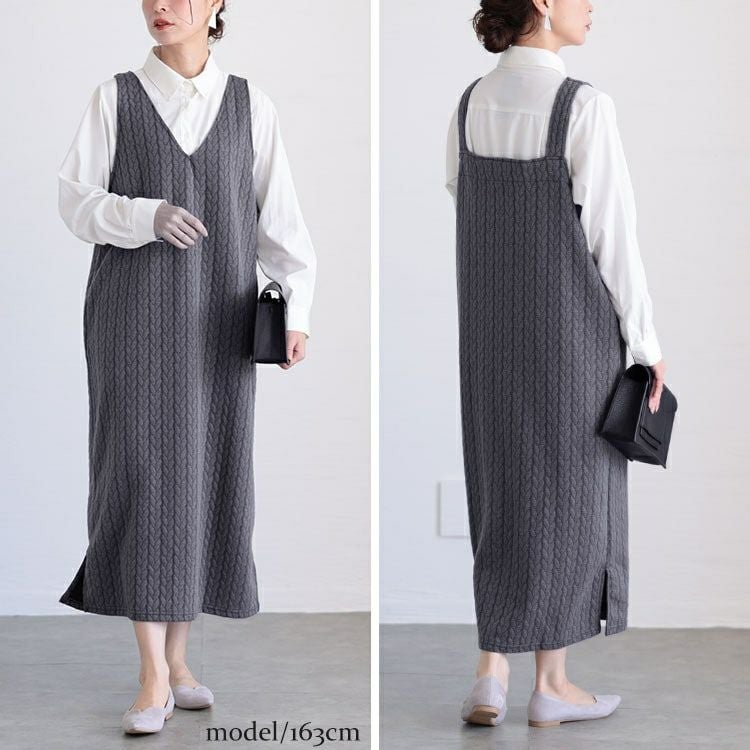 大きいサイズ レディース 前後2wayキルトジャンパースカート　plan-260507
