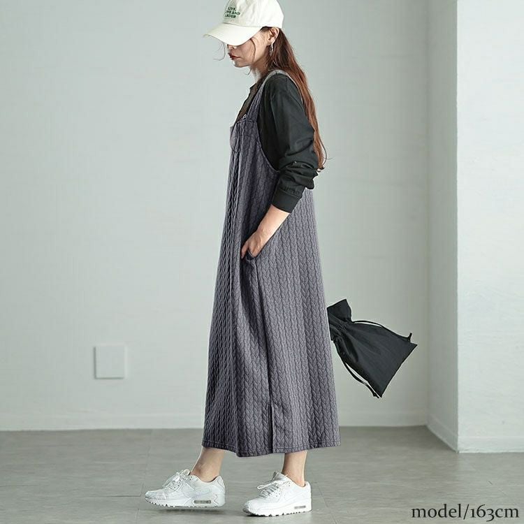 大きいサイズ レディース 前後2wayキルトジャンパースカート　plan-260507