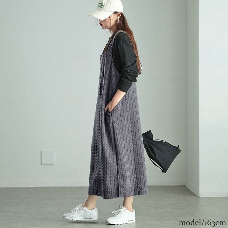 大きいサイズ レディース 前後2wayキルトジャンパースカート　plan-260507 チャコール