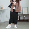 大きいサイズ レディース 配色リブニットナロースカート　plan-450004 ブラック