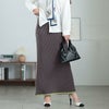 大きいサイズ レディース 配色リブニットナロースカート　plan-450004 チャコール