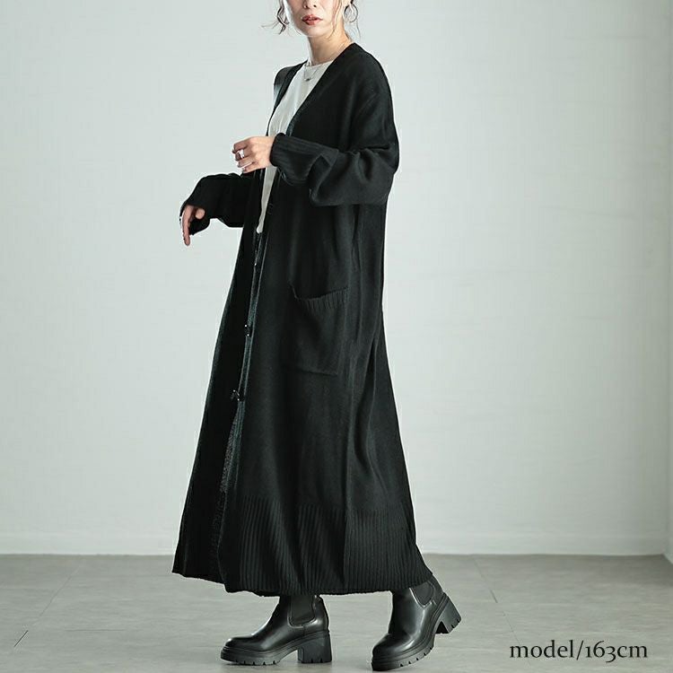 大きいサイズ レディース Vネックロングニットカーディガン　kt-43004