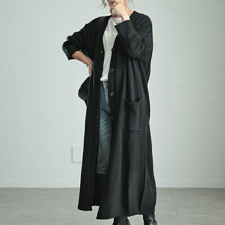 大きいサイズ レディース Vネックロングニットカーディガン　kt-43004