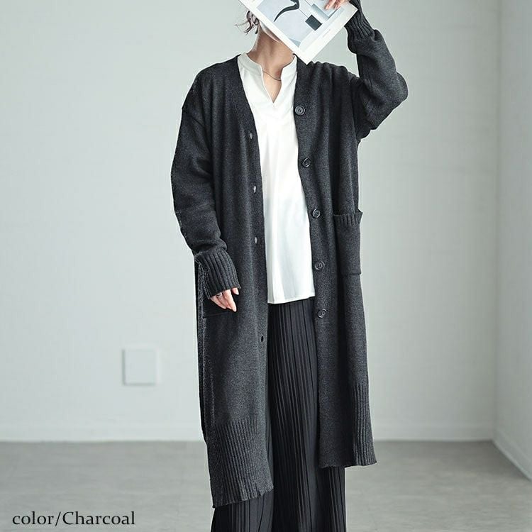 大きいサイズ レディース Vネックロングニットカーディガン　kt-43004