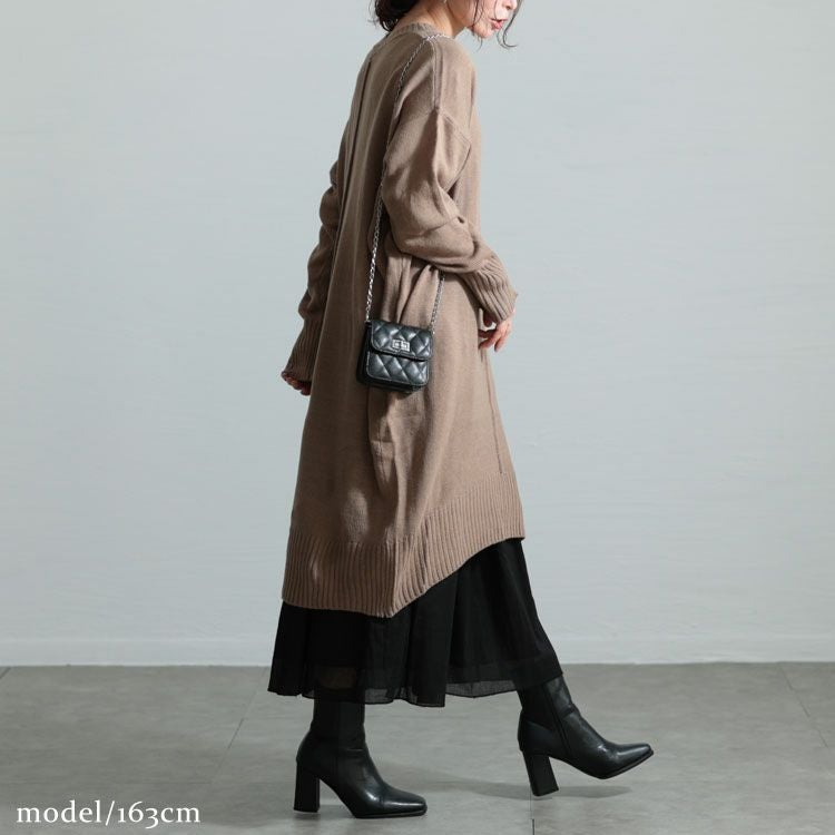 大きいサイズ レディース センターラインコクーンニットワンピース　kt-43003