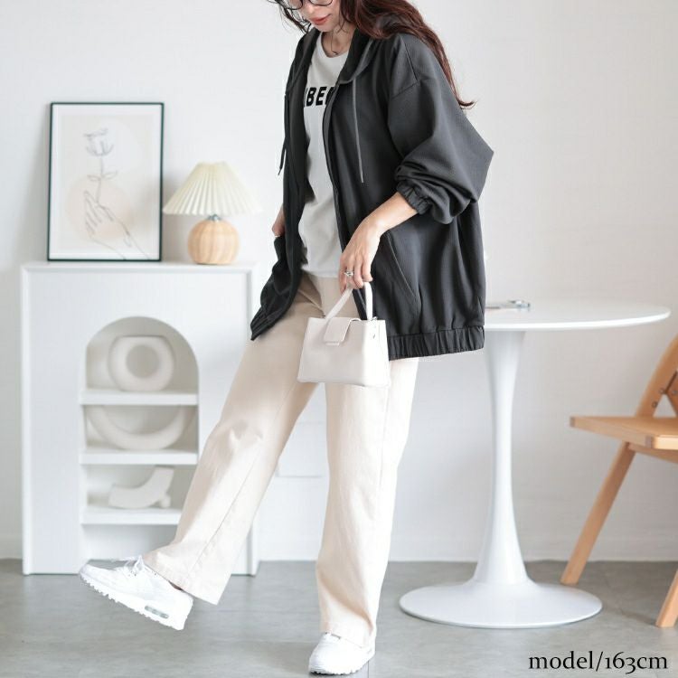 大きいサイズ レディース UVカットフルジップボリュームパーカー　map-32