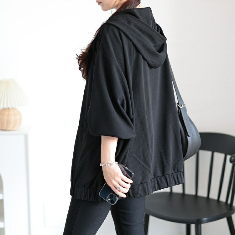 大きいサイズ レディース UVカットフルジップボリュームパーカー　map-32