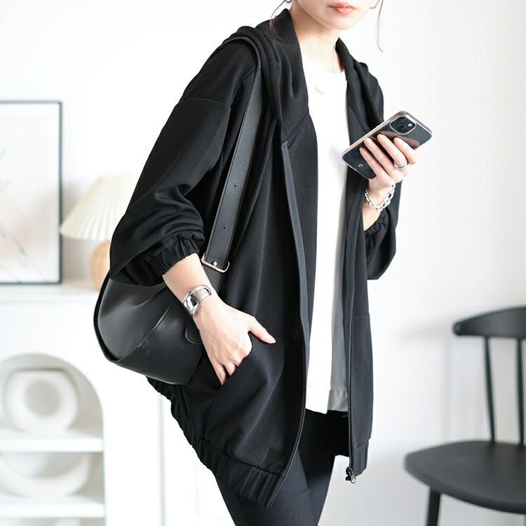 大きいサイズ レディース UVカットフルジップボリュームパーカー　map-32