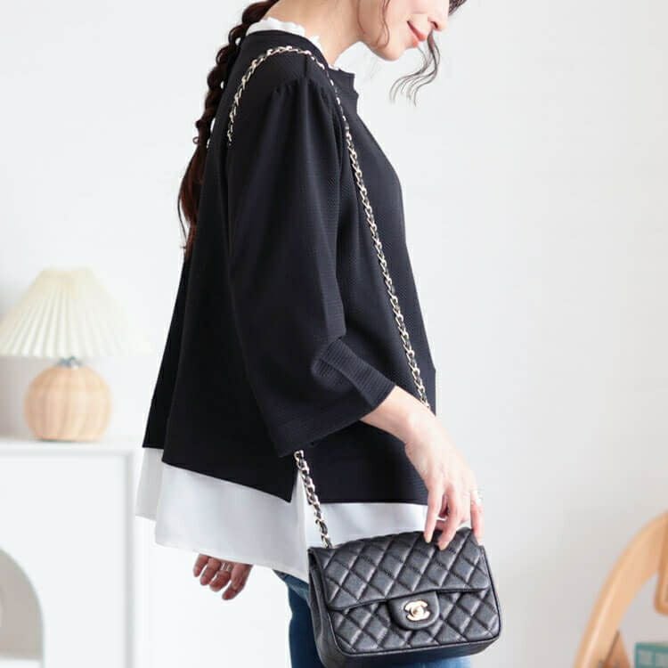 大きいサイズ レディース 前後2wayフリル襟レイヤードプルオーバー　cpdai-659111