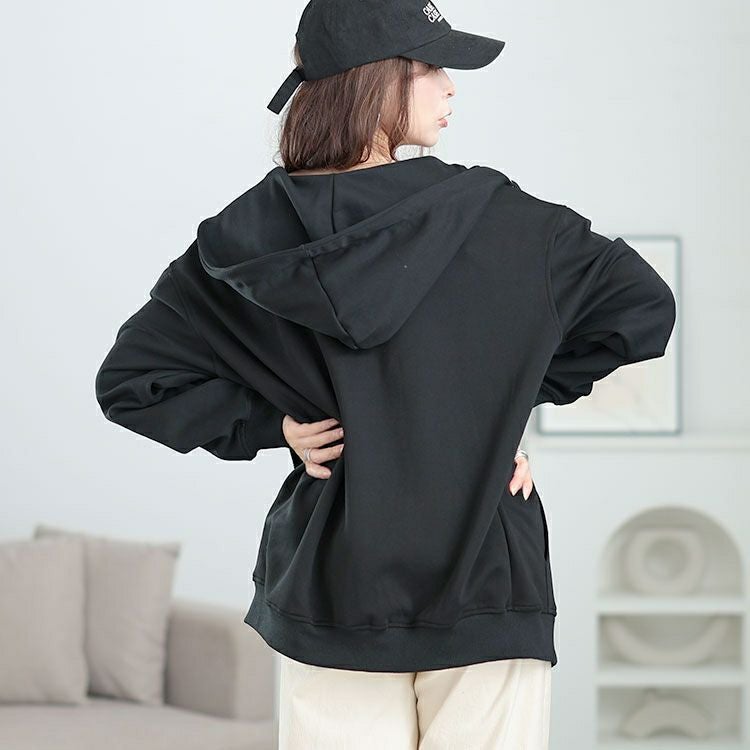 大きいサイズ レディース ロゴ入りジップアップパーカー　goldy-1566