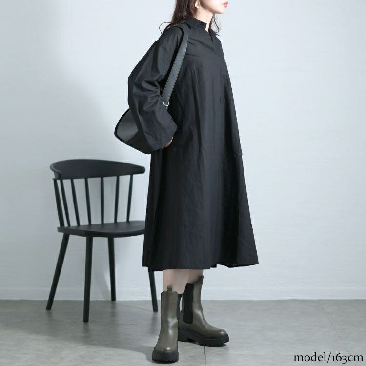 大きいサイズ レディース スキッパー襟コットンワンピース　goldy-1577